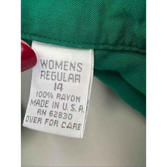 American Vintage women’s button up emerald green collared long sleeve Large 14 - Picture 3 of 4